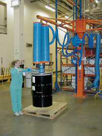 Lifting 200kg drums in the Pharmaceutical industry.