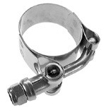 We offer heavy duty hose clamps with a rugged, plated mallaeble iron two-bolt clamp with machine and hex nuts.